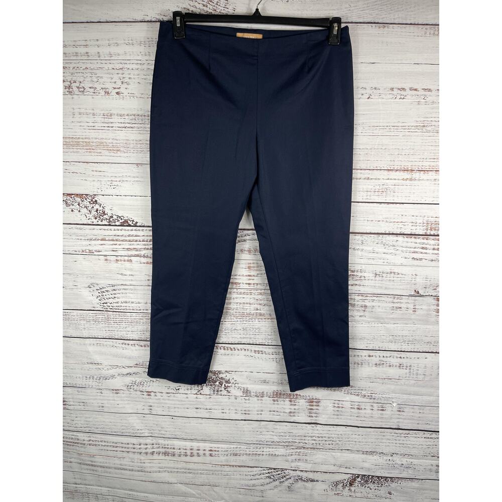 Ellen Tracy Pants Womens 12 Navy Blue Stretch Slim Ankle Career Trousers Classic